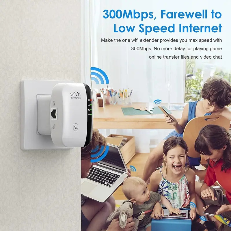 高速 300mbps wifi 中继器扩展器 - 长距离无线讯号放大器,兼容 802.11n,透过 wps 按钮轻松设定,美国插头,室内/室外使用,白色和黑色设计,wifi 扩展器 详情 1