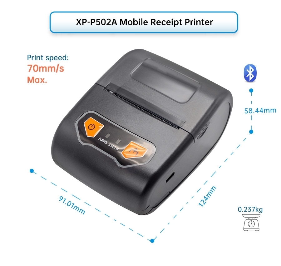 Xprinter XP-P502A Portable Bluetooth Pocket Mobile Printer POS Wireless Handheld 58mm Mini Mini receipt printer