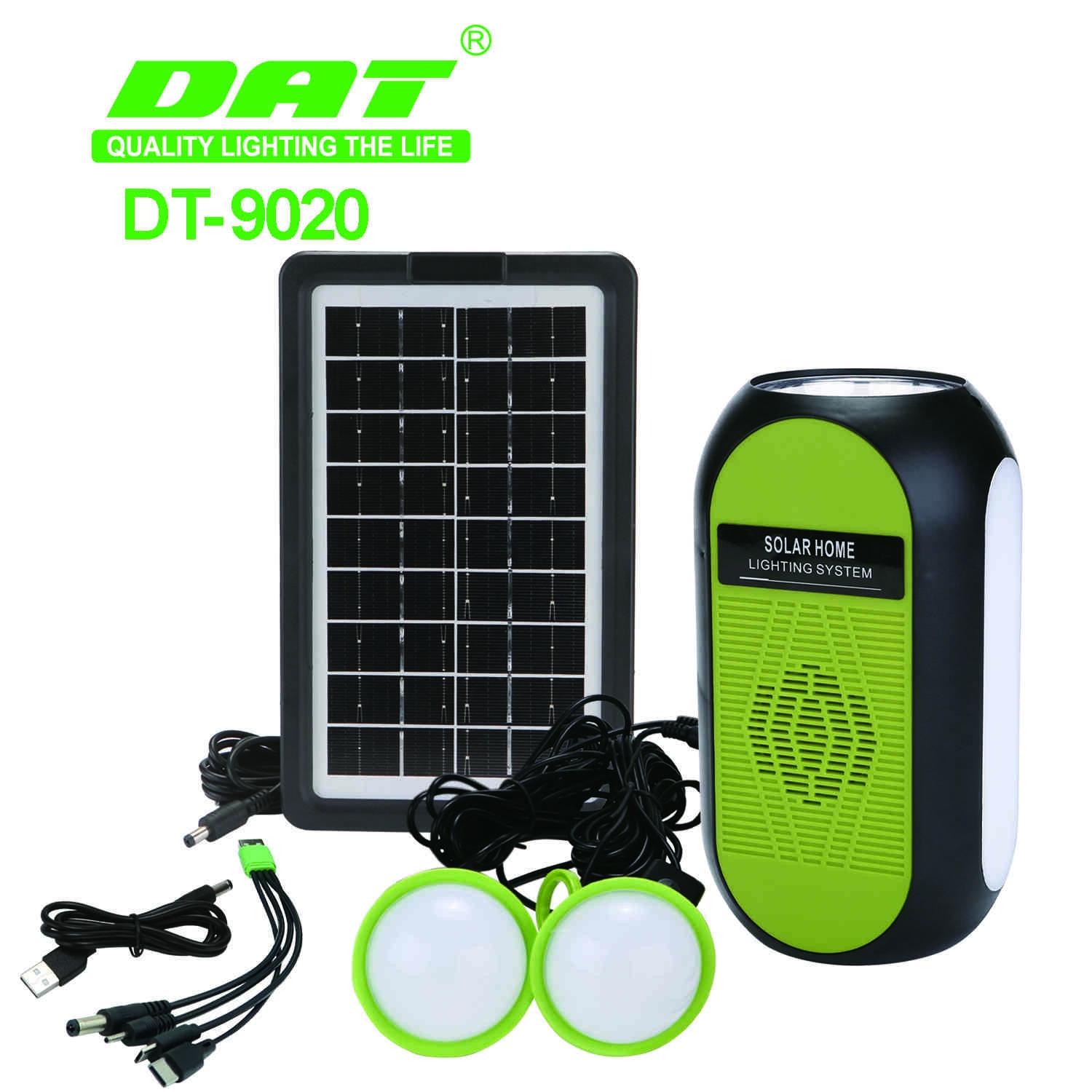 DT-9020 DAT DC 20W système d'éclairage solaire batterie externe système d'énergie solaire radio FM solaire avec lumière solaire mini onduleur solaire