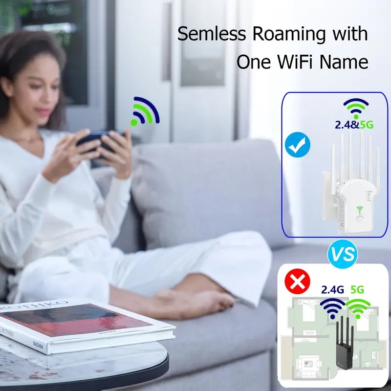 wifi extender 1200mbps dual band wifi booster wifi range extender with 6 antennas 360 full coverage ethernet port home wireless signal booster wifi repeater details 5
