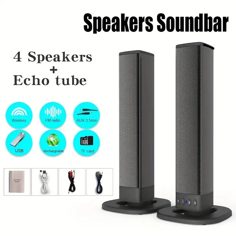 home theater 3d stereo surround wireless detachable speaker 20w multi function subwoofer soundbar support foldable for tv pc gift for birthday easter presidents day 0