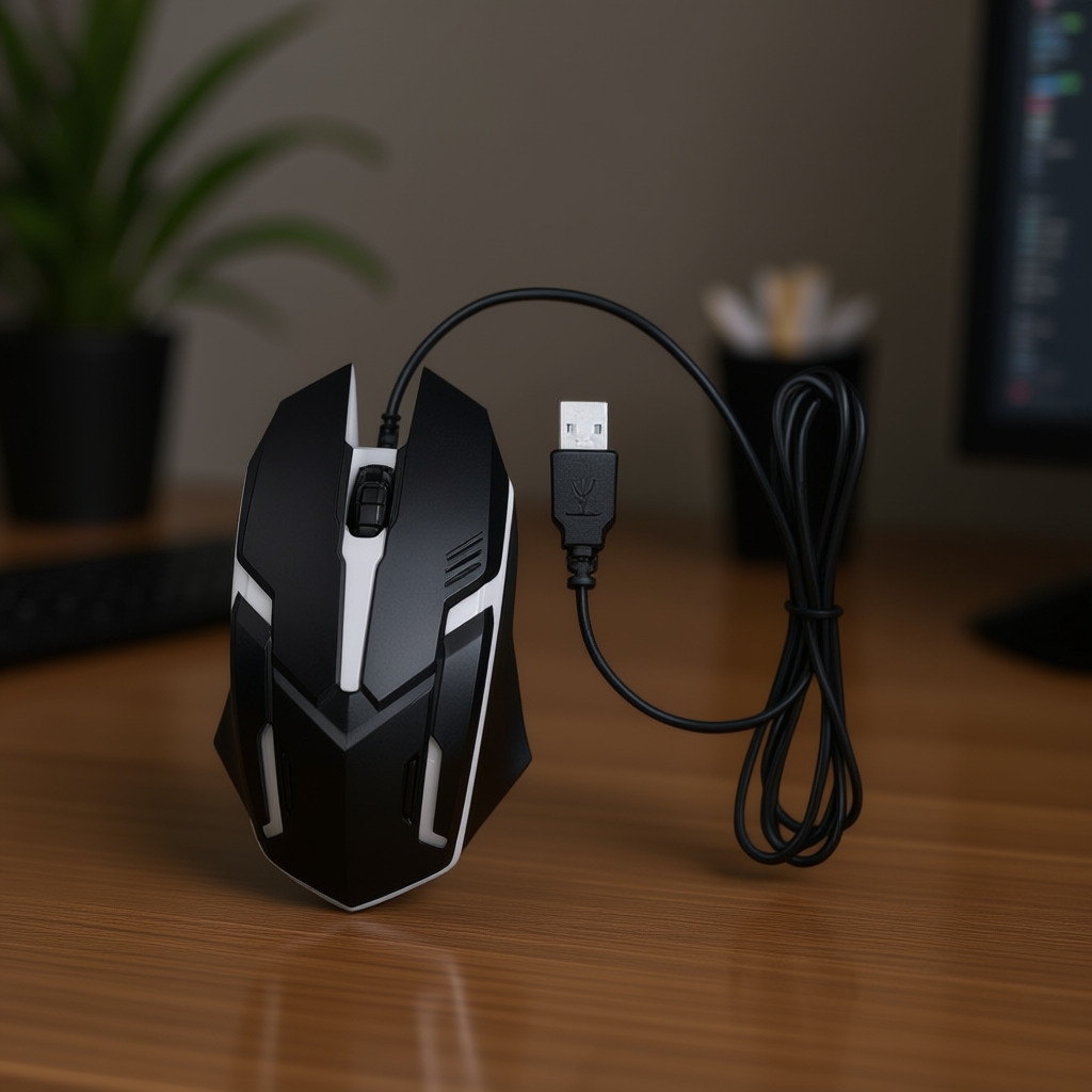 Souris de jeu LED en plastique personnalisée pour fournitures de bureau