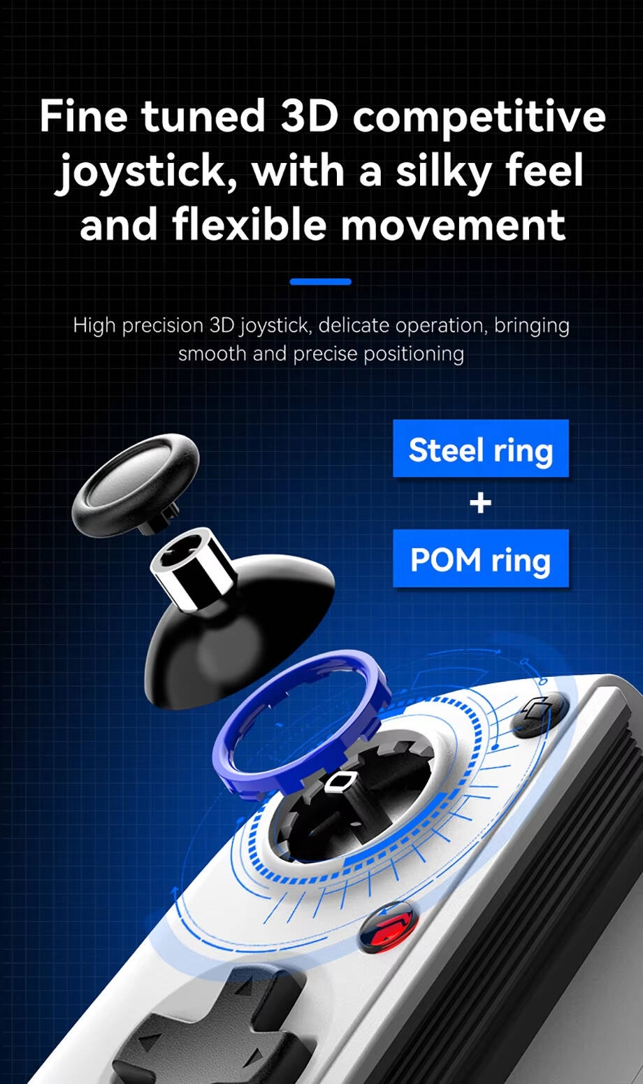 BSP-D11 Manette de jeu télescopique extensible pour téléphone mobile, avec éclairage RGB, compatible Android, IOS, P3, P4 et Switch