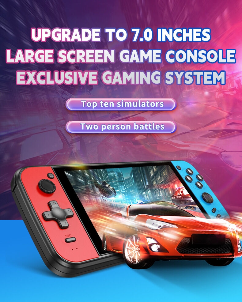 Newest X16 plus emulator large screen 7 inch HD two player handheld NES arcade handheld game console