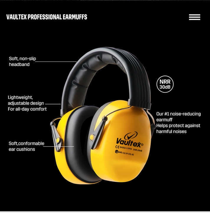 Protection auditive Vaultex EPI Boîtier ABS Casque antibruit de sécurité antibruit Casque antibruit réglable pour l'industrie