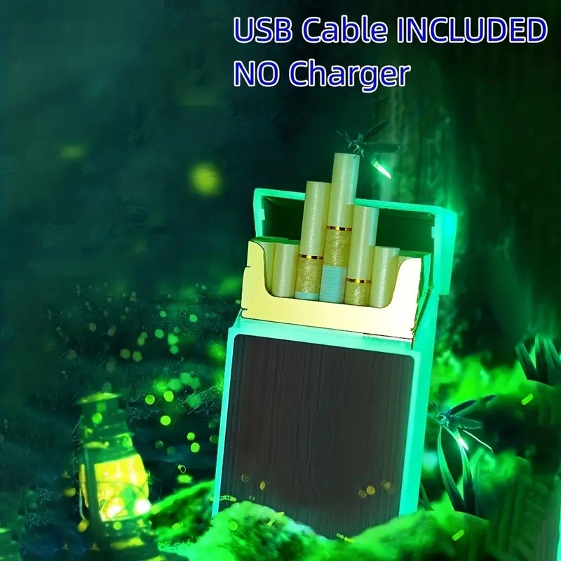 1pc creative cigarette box windproof lighter smoking metal luminous cigarette case with usb lighter 20pcs cigarettes capacity 1