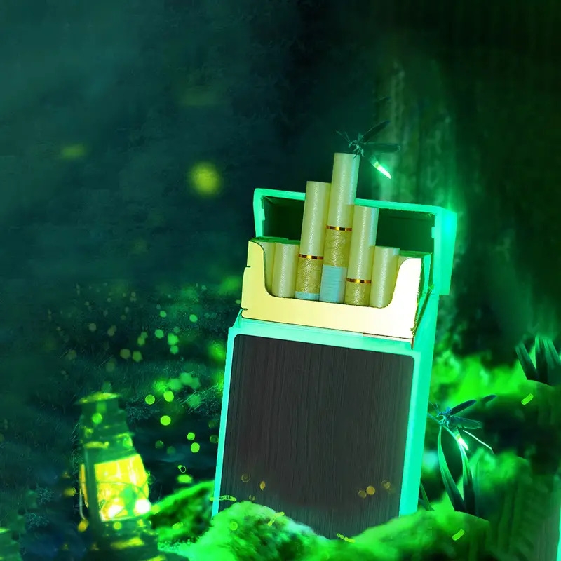 1pc creative cigarette box windproof lighter smoking metal luminous cigarette case with usb lighter 20pcs cigarettes capacity details 1