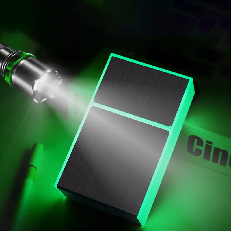 1pc creative cigarette box windproof lighter smoking metal luminous cigarette case with usb lighter 20pcs cigarettes capacity details 3
