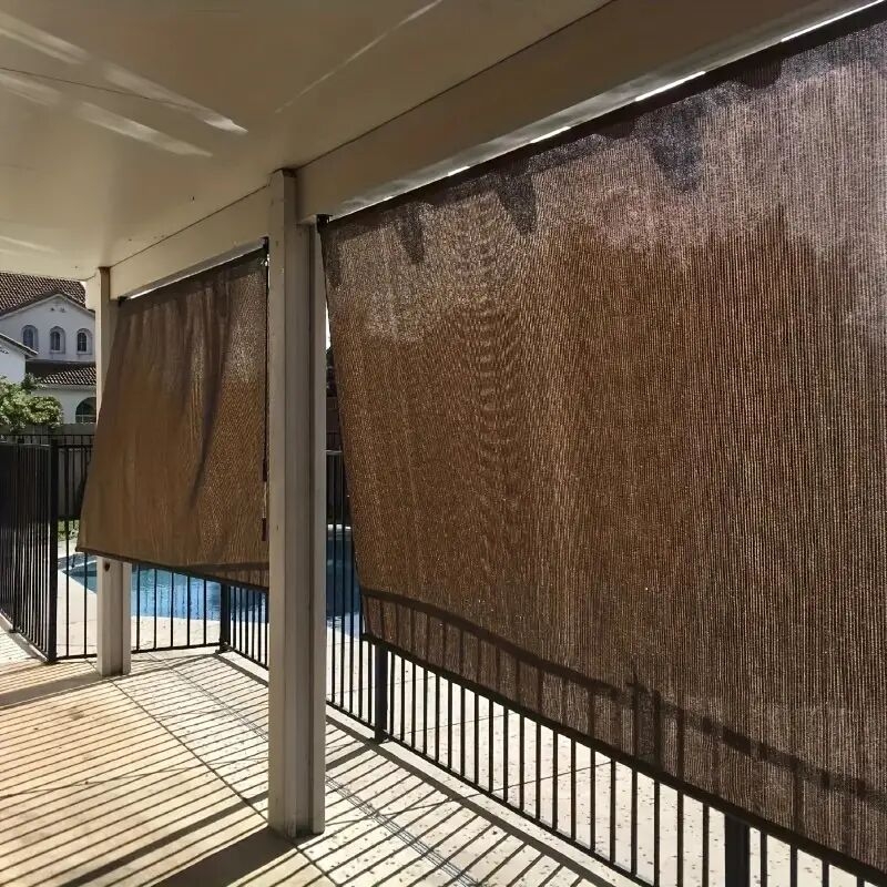 outdoor privacy screen shade cloth high density uv protection breathable mesh for patio poolside and picnic use non waterproof sunblock panel brown   in multiple sizes details 5