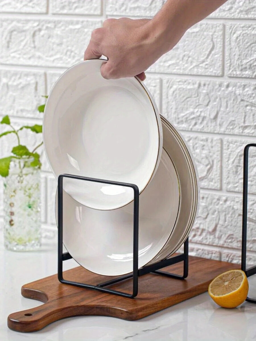 1件多功能碗碟架收纳器 - 防水餐盘、碗碟及盖子储存，适用于台面与橱柜，现代家居用耐用设计的节省空间厨房整理架 详情 0