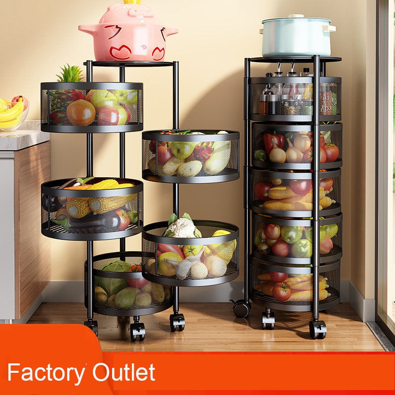 Étagère de cuisine rotative portable à 360 degrés, sans sol, étagère à légumes multi-niveaux