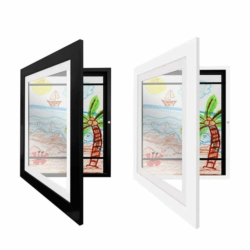 Girlsshop Magnetic Front Opening Art Frames for Kids - Display and Preserve Their Artwork,White 8 In