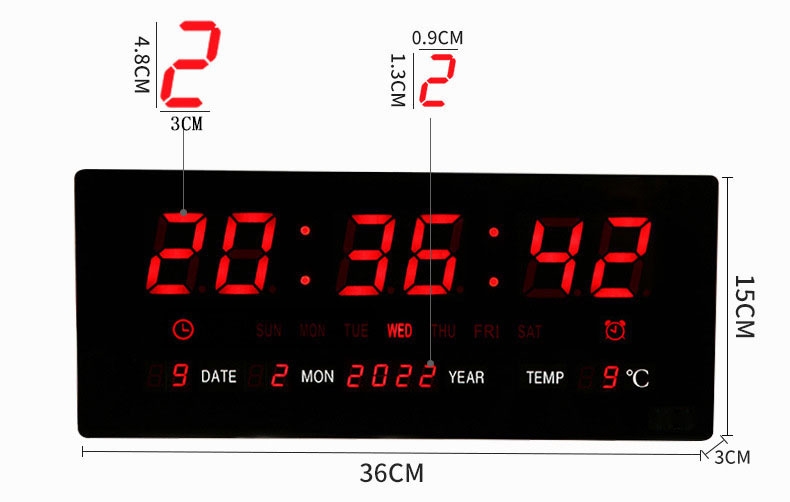 Horloge murale numérique avec affichage LED à tubes Nixie de grande taille 3615