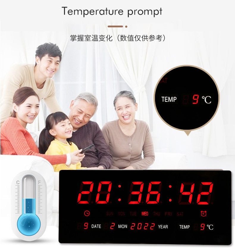 Horloge murale numérique avec affichage LED à tubes Nixie de grande taille 3615