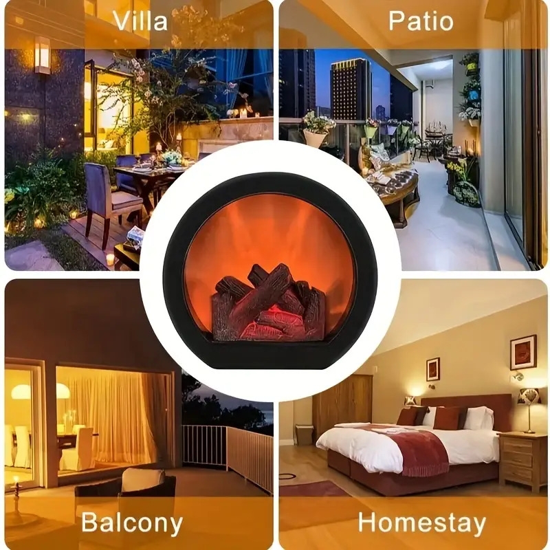 仿真炭火壁炉灯,电池和USB供电复古风格室内庭院装饰圣诞节万圣节氛围灯