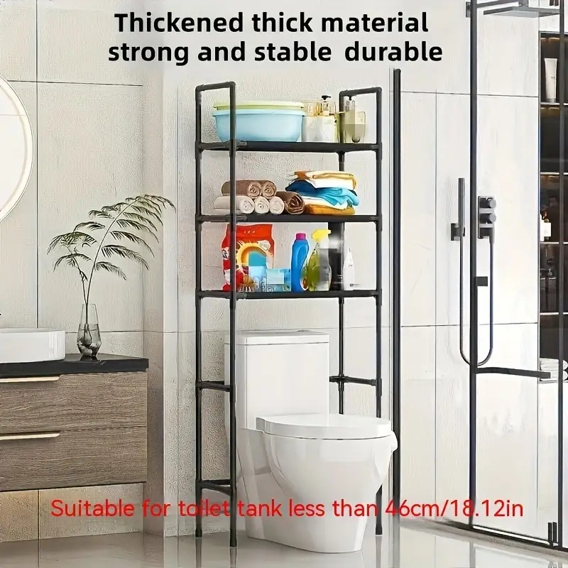 1pc over the toilet storage rack floor mount toilet rack free standing multi layer bathroom storage rack toilet bathroom non perforated finishing storage rack bathroom storage organization details 2