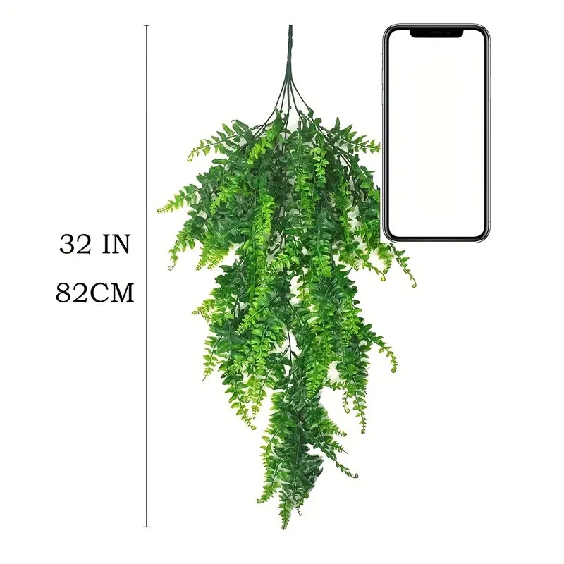 1pc artificial hanging ivy wall mounted artificial fern home office green plant vine wall plant wedding party plastic plant decor without a hook details 0