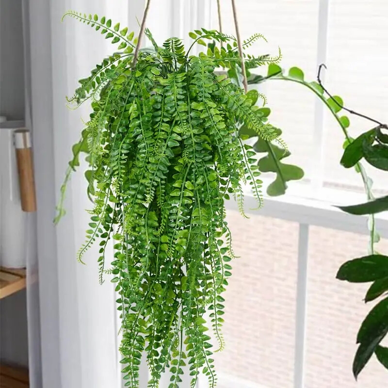 1pc artificial hanging ivy wall mounted artificial fern home office green plant vine wall plant wedding party plastic plant decor without a hook details 3