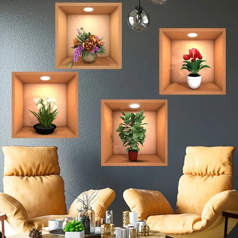4pcs   peel and stick wall decals for diy room   decor easy to apply and remove Product details 1
