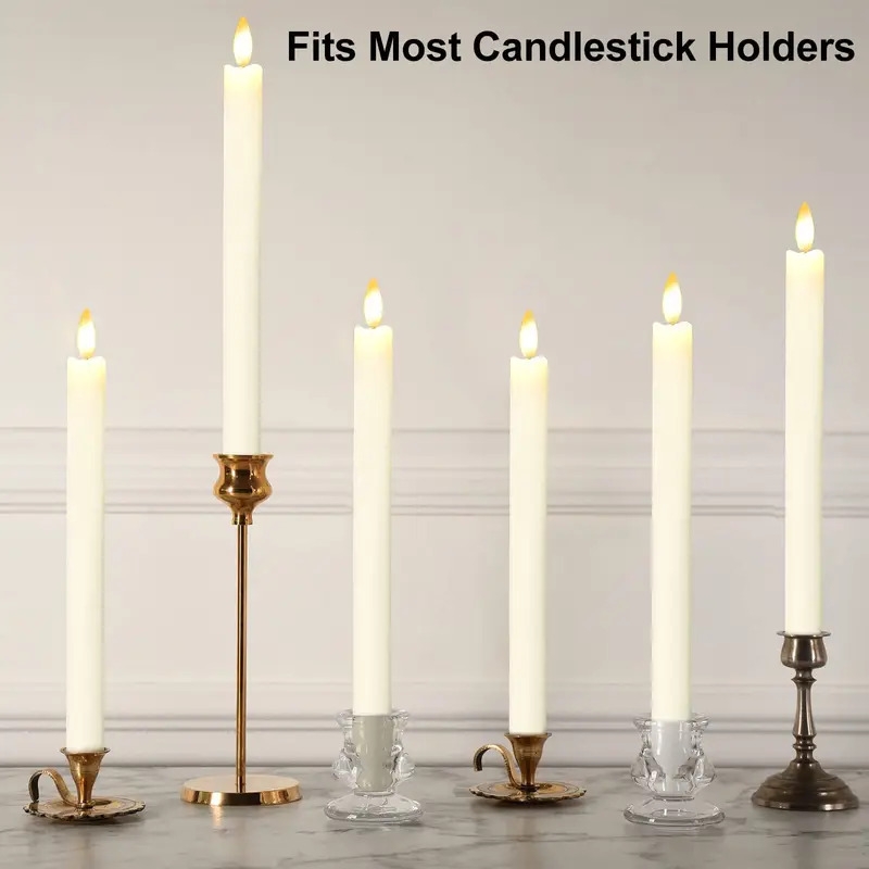 6 件装无焰 led 锥形蜡烛，带遥控器和 9.6 英寸定时器 - 电池供电逼真蜡效果火焰，3d 核心适合万圣节、圣诞节、情人节家居装饰 商品详情 8