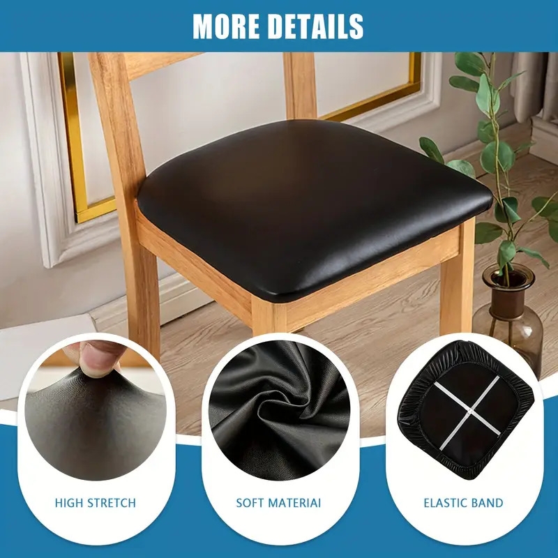 4 6pcs pu leather dining chair slipcovers removable upholstered chair cushion cover for dining room kitchen hotel and home decor 0