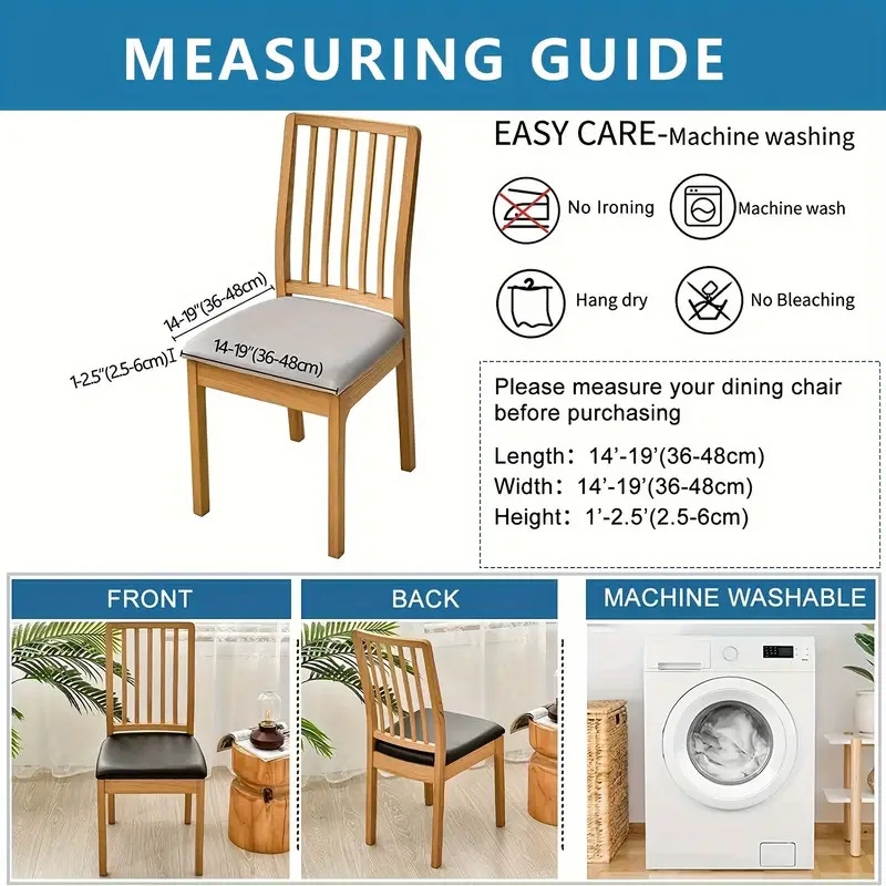 4 6pcs pu leather dining chair slipcovers removable upholstered chair cushion cover for dining room kitchen hotel and home decor 3
