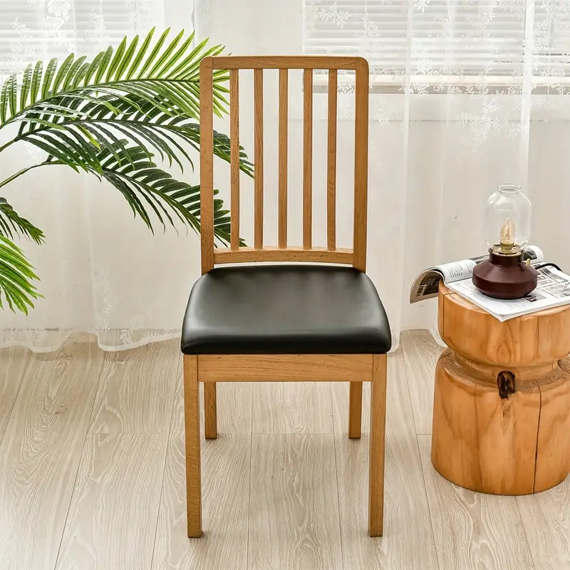 4pcs Chair Seat Cover Waterproof Chair Slipcover PU Leather Chair Seat Cover Chair Protector Cover Removable Wedding Banquet Square Chair Cover For Dining Room Kitchen Home Decor