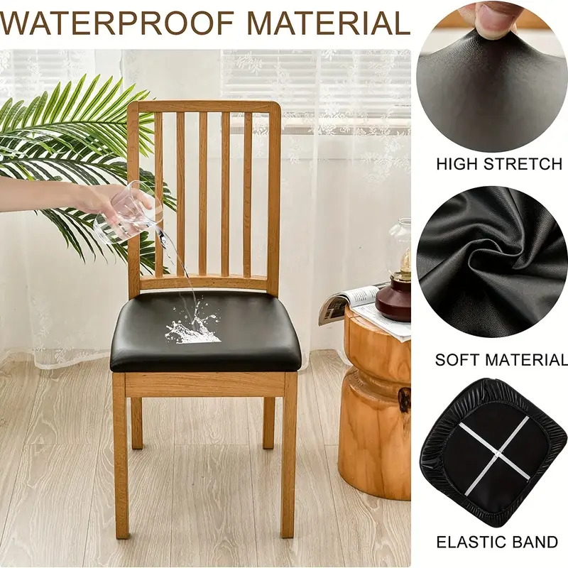 4 6pcs pu leather dining chair slipcovers removable upholstered chair cushion cover for dining room kitchen hotel and home decor 7