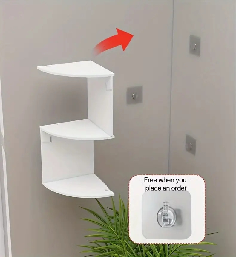 1件现代壁挂式角落架，免钻多层收纳架，适用于客厅、厨房、阳台 详情 8