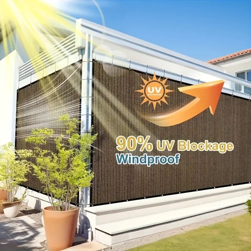 outdoor privacy screen shade cloth high density uv protection breathable mesh for patio poolside and picnic use non waterproof sunblock panel brown   in multiple sizes details 4