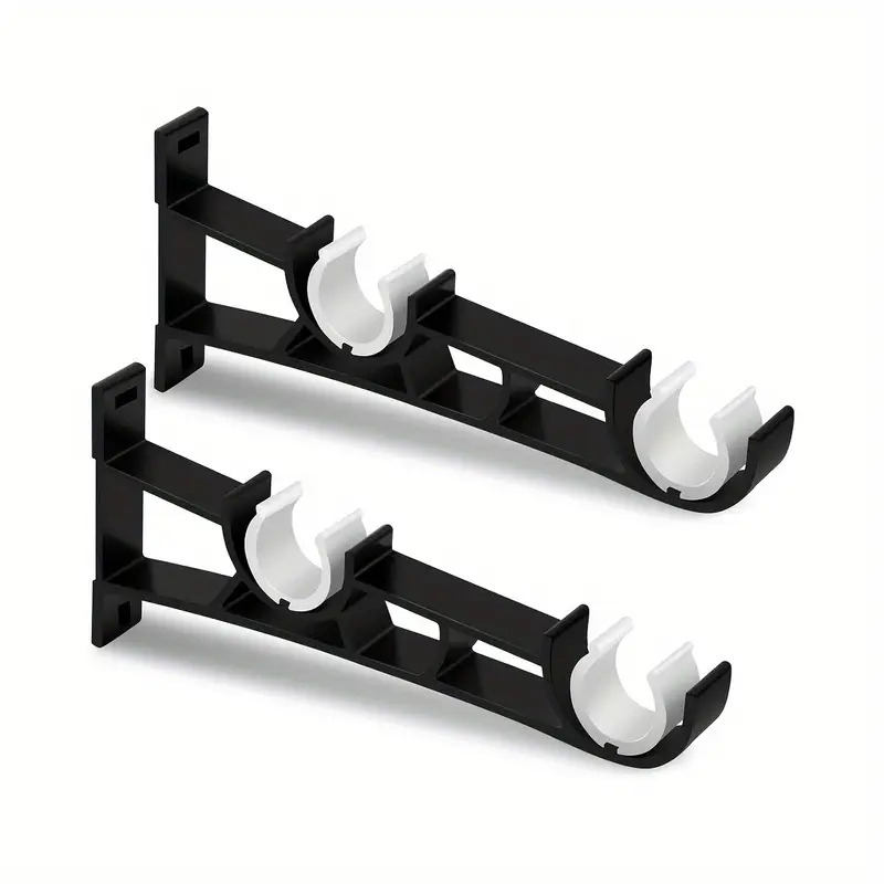 2pcs 4pcs curtain rod brackets set double curtain rod holder hooks metal curtain rod support with screw for curtain poles wall clothes 0