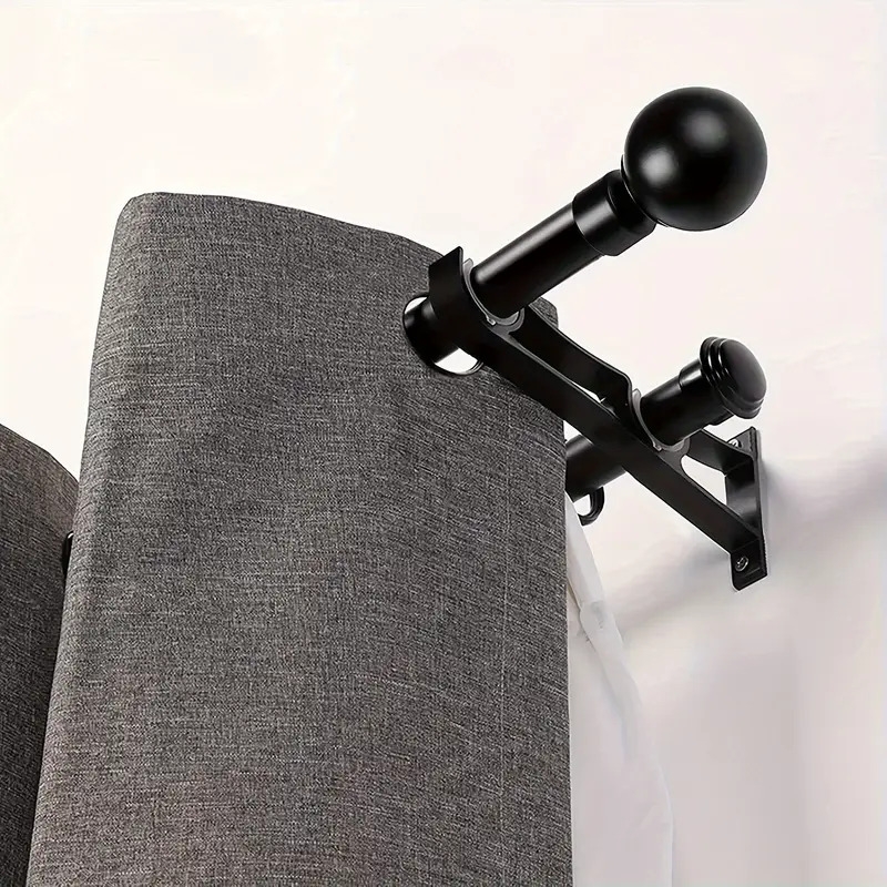 2pcs 4pcs curtain rod brackets set double curtain rod holder hooks metal curtain rod support with screw for curtain poles wall clothes 5