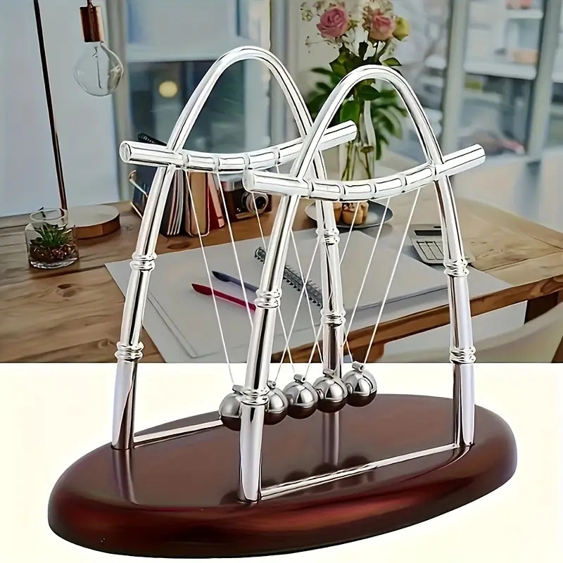 cradle balance balls educational physics pendulum desk toy kinetic energy demonstrator for home office decor   plastic construction no batteries required details 1