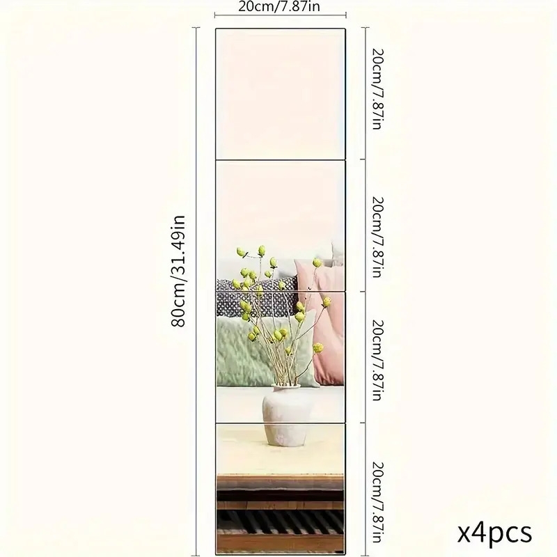 20pcs acrylic square mirror stickers full length self adhesive wall decor safe non glass tiles for home decor modern aesthetic design for bedroom living room kitchen more durable easy installation transform your space details 3