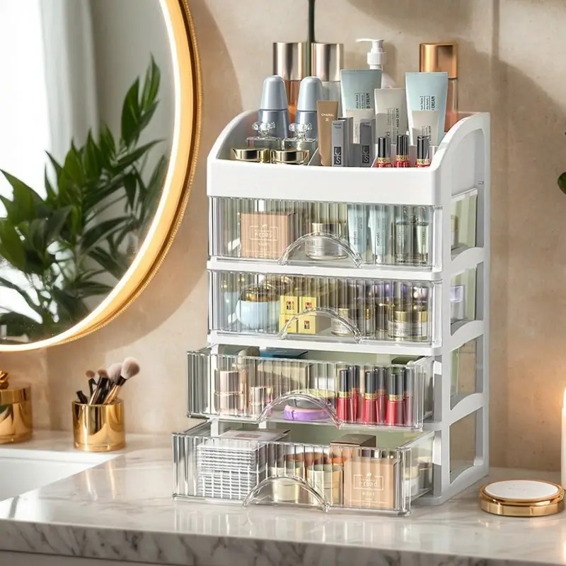 versatile multi layer desktop organizer with drawers   cosmetics jewelry stationery storage ideal for bedroom bathroom countertops 1