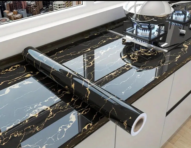 1pc self adhesive marble vinyl wallpaper removable waterproof peel stick wall stickers for rooms kitchens furniture details 0