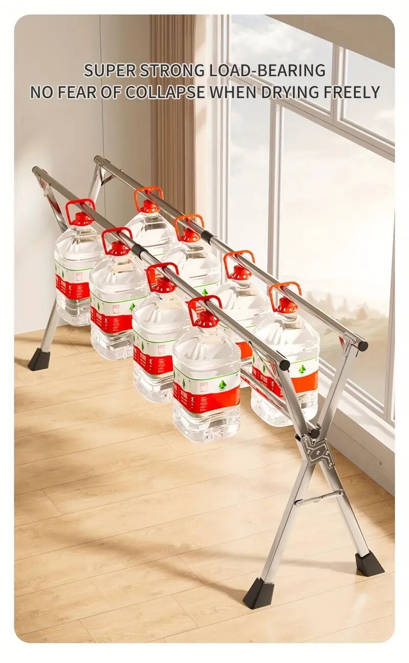   重型晾衣架，53.15-94.49 可伸缩 x 型架，耐用金属可折叠晾衣架，适用于室内和室外，节省空间，晾衣架 商品详情 6