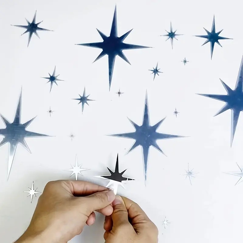 82pcs star mirror stickers acrylic decorative wall stickers personality creative stickers starry sky ceiling ceiling coverage self adhesive wall stickers details 4
