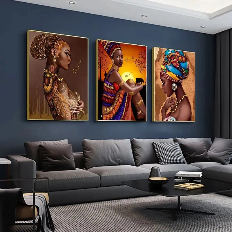 3pcs african woman canvas wall art beautiful black women wall art print painting modern wall art ideal gift for bedroom living room kitchen corridor decor 11 8x15 7 15 7x23 6 19 6x27 5inch unframed 0