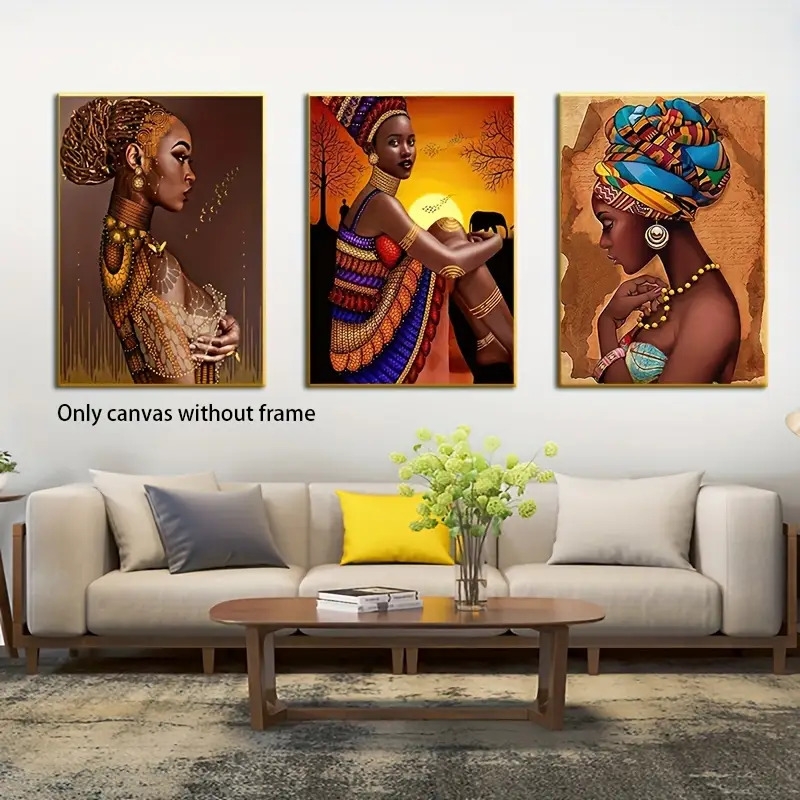 3pcs set unframed vintage canvas print posters american african woman canvas wall art paintings artwork wall painting for living room bedroom bathroom office hallway wall decors 5