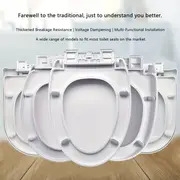 1pc housse de siège de toilette en plastique blanc  , ajustement universel, hauteur confort,   ronde, installation facile, accessoire de salle de bain épais et  ,   électricité ou batterie   détails 1