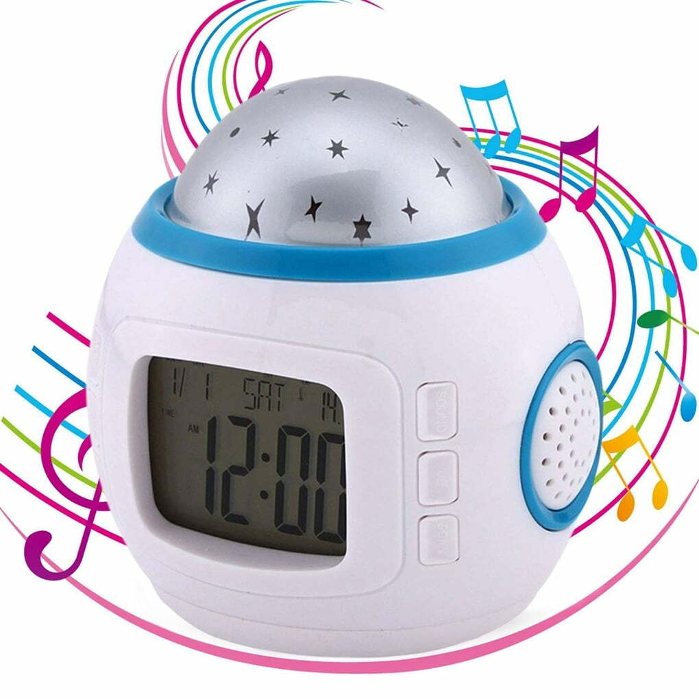 Star Sky Music Colorful Night Light Projector Lamp Light Multi\-function Glowing Clock For Baby Room Childrens Nightlight