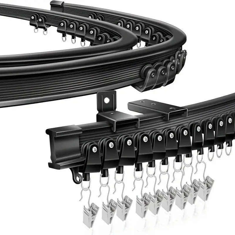 1 set ceiling mounted curtain track flexible   curtain rail with track curtain system rv curtain track room divider ceiling track for curtains   details 4