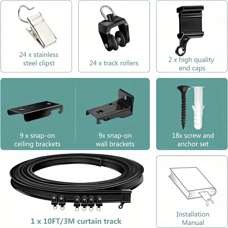 1 set ceiling mounted curtain track flexible   curtain rail with track curtain system rv curtain track room divider ceiling track for curtains   details 0