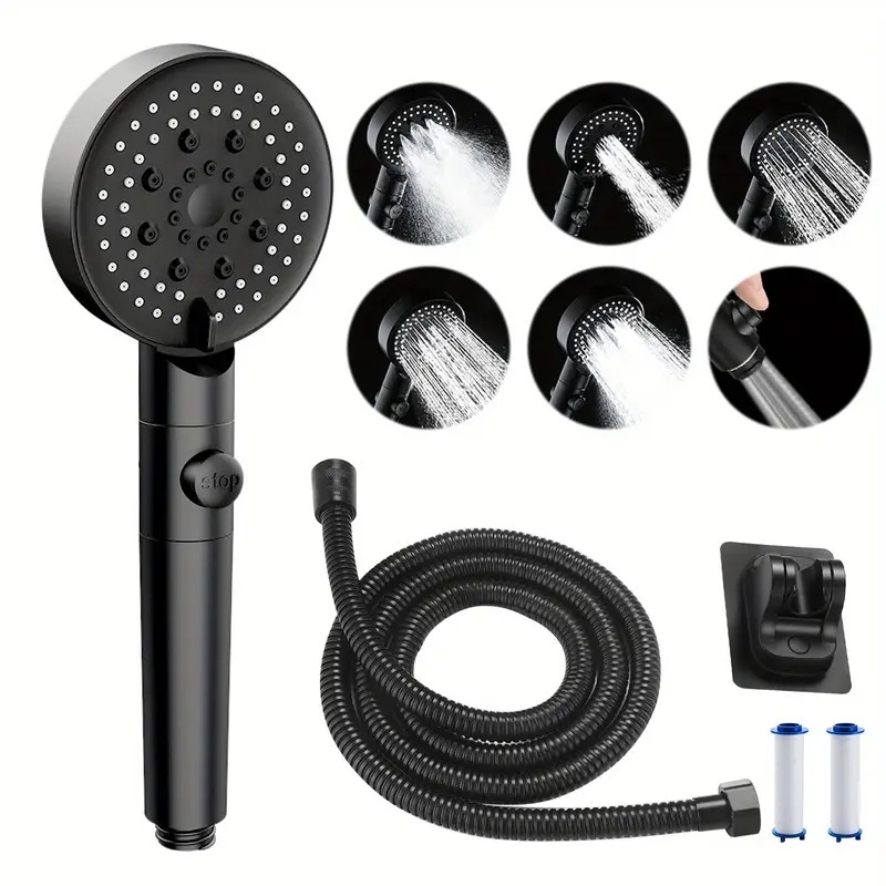 shower head and hose 2m high pressure shower heads handheld shower head with 6 spray   water saving shower heads with filter core accessory set showerhead and hose set for adult children bathroom details 6