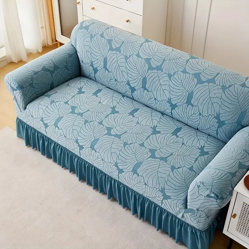 1pc sofa slipcover non slip large leaf skirt sofa cover dustproof couch cover four seasons universal furniture protector for bedroom office living room home decor 3