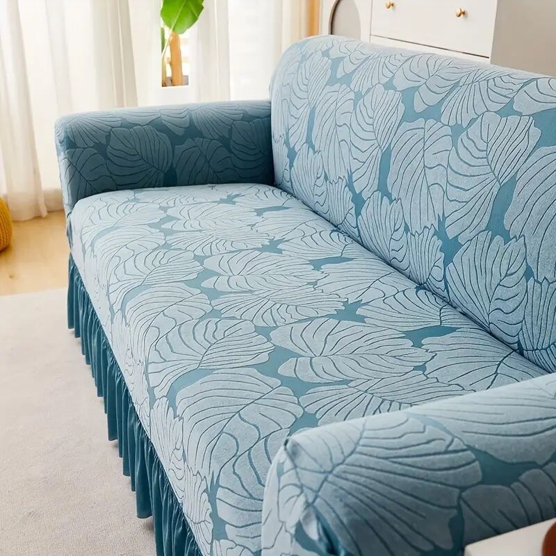 1pc sofa slipcover non slip large leaf skirt sofa cover dustproof couch cover four seasons universal furniture protector for bedroom office living room home decor 4