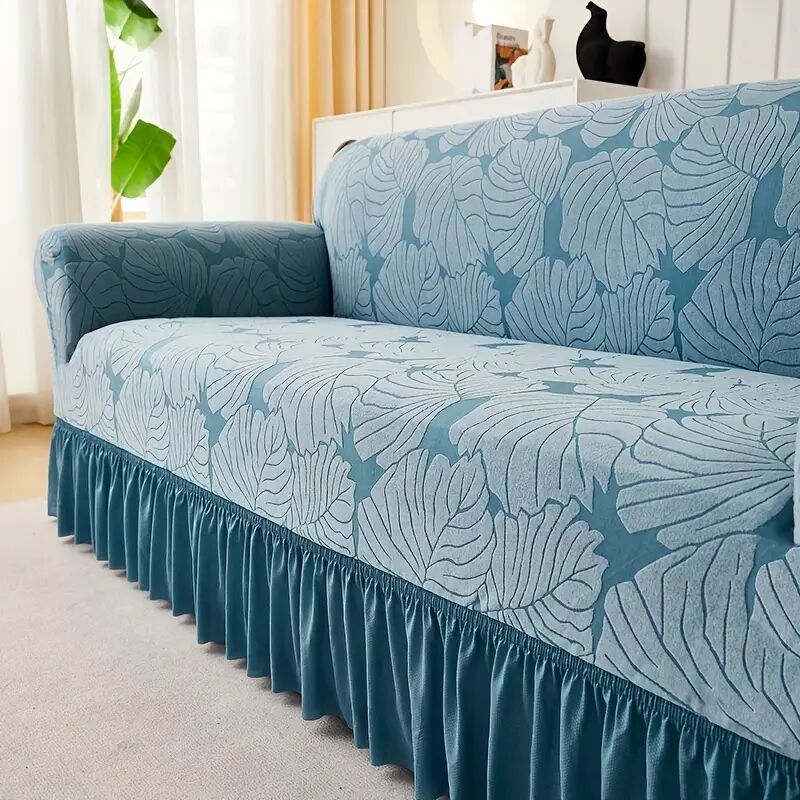 1pc sofa slipcover non slip large leaf skirt sofa cover dustproof couch cover four seasons universal furniture protector for bedroom office living room home decor 5