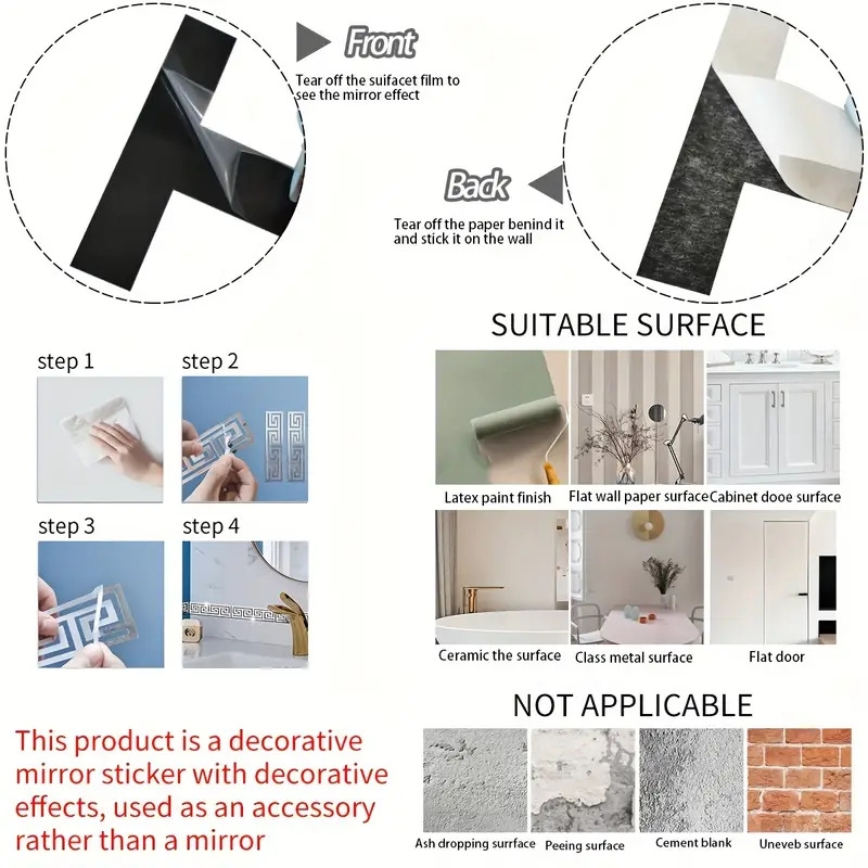 12pcs waist line mirror sticker suitable for home wall corner ceiling line decoration arrangement sticker self adhesive removable acrylic wall sticker 8