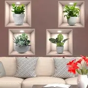 4pcs plant decor stickers pvc wall stickers for living room bedroom office self adhesive home decor stickers details 1